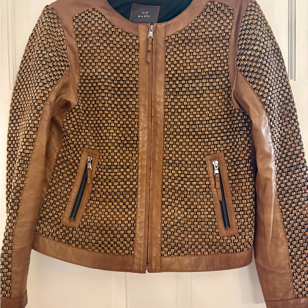 Kushi woven leather jacket